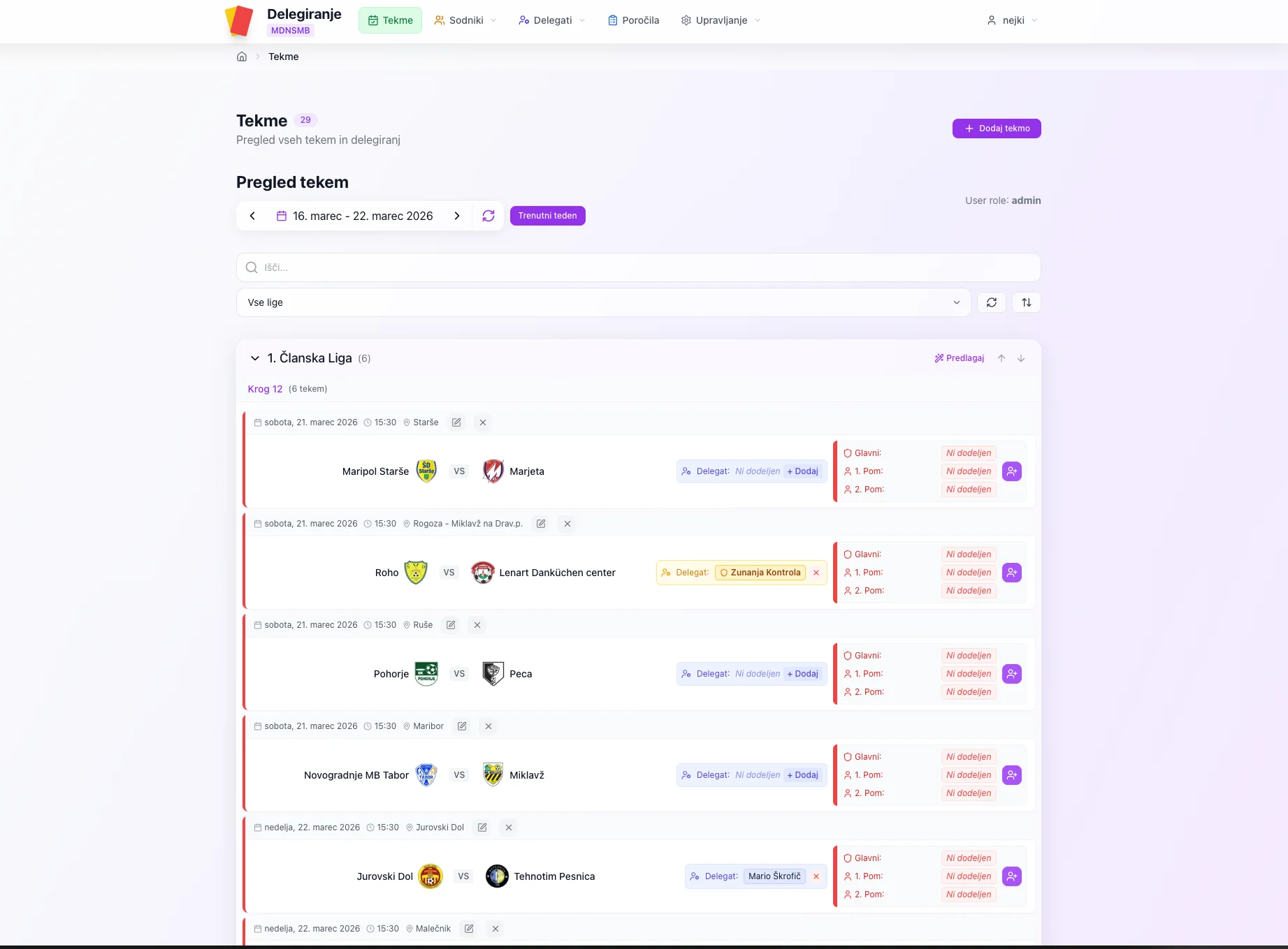 Delegiraj.si - pregled tekem na namizni različici